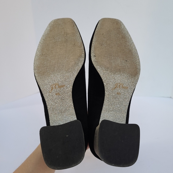 J. Crew | Black Suede Silver Glitter Block Heel - Picture 5 of 16
